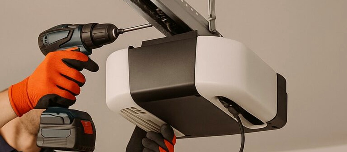 Garage door opener installation and repair close-up