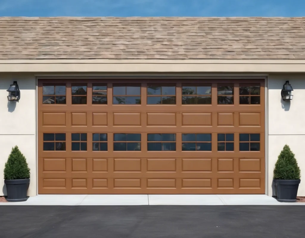 Wide selection of garage doors in showroom – steel, wood, and glass